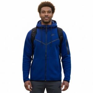 Nike Tech Fleece Men Small Deep Blue Performance Activewear Jacket Hoodie Coat